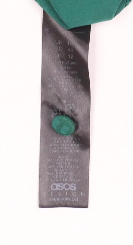 ASOS Design Women’s Green Smocked V-Neck Fit & Flare Dress Size 16