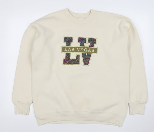 Lee Mens Beige XL Las Vegas Embroidered Fleece Sweatshirt