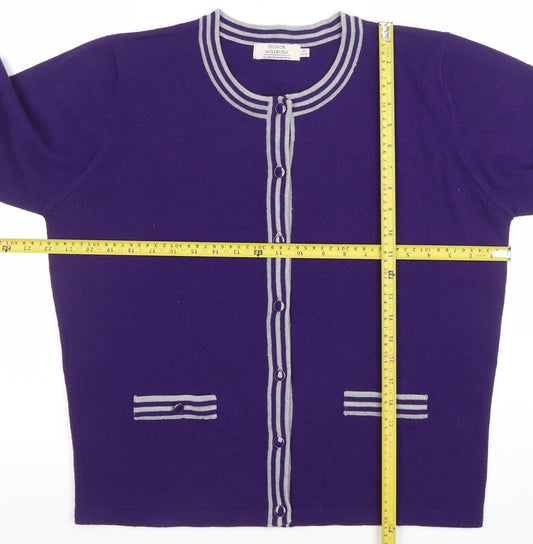Honor Millburn Women's Purple Crew Neck Button Cardigan M