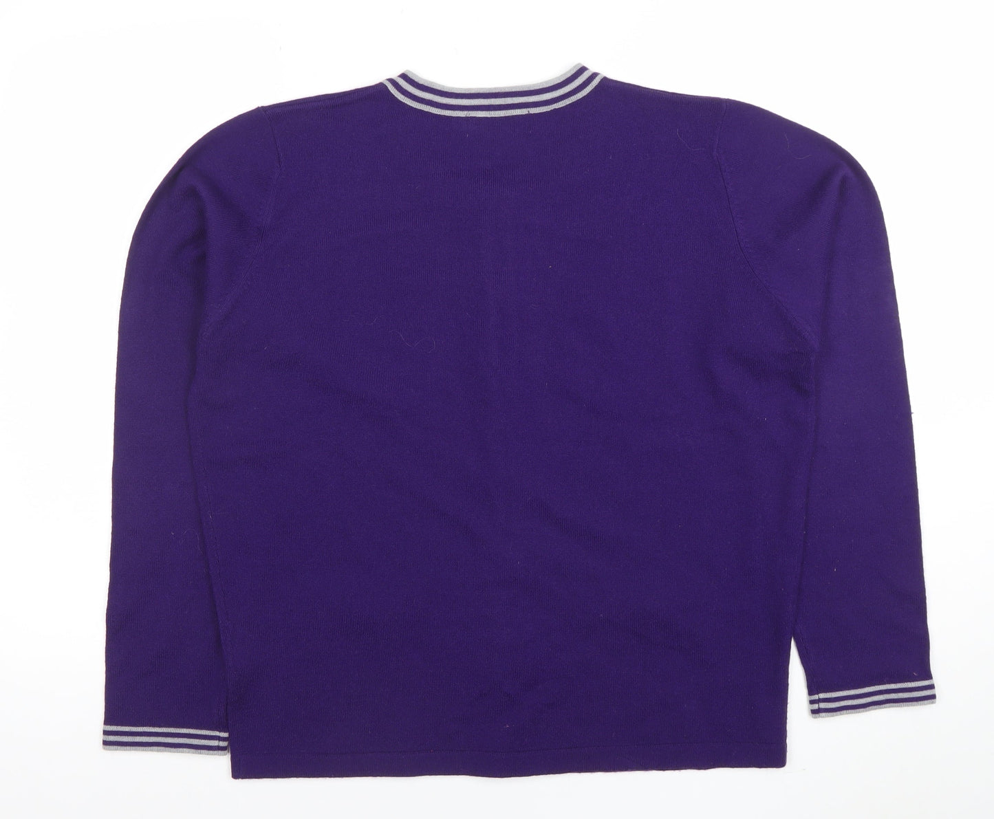 Honor Millburn Women's Purple Crew Neck Button Cardigan M