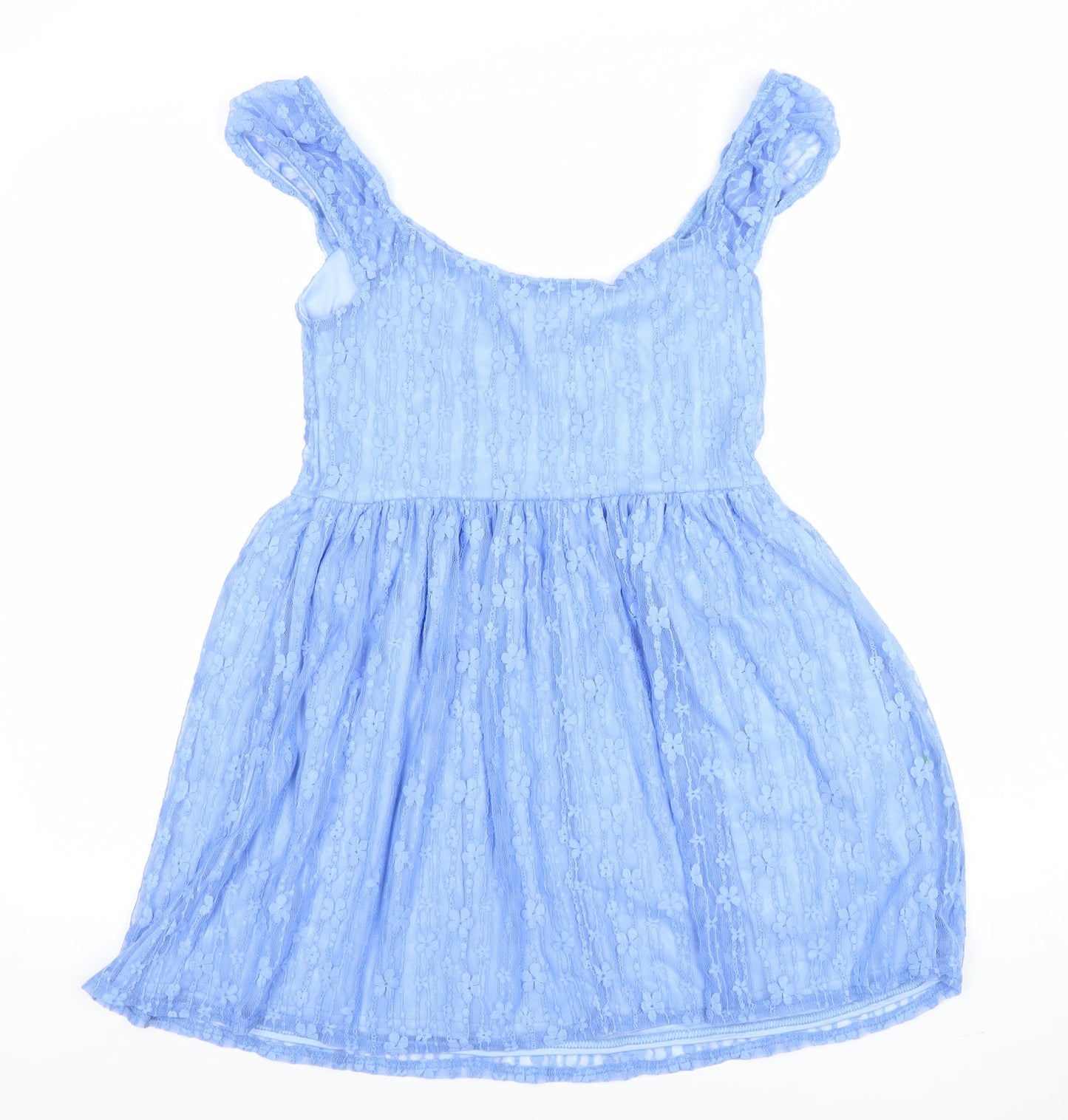 OUIZ Women's Blue Lace Fit & Flare Sleeveless Dress Size 12