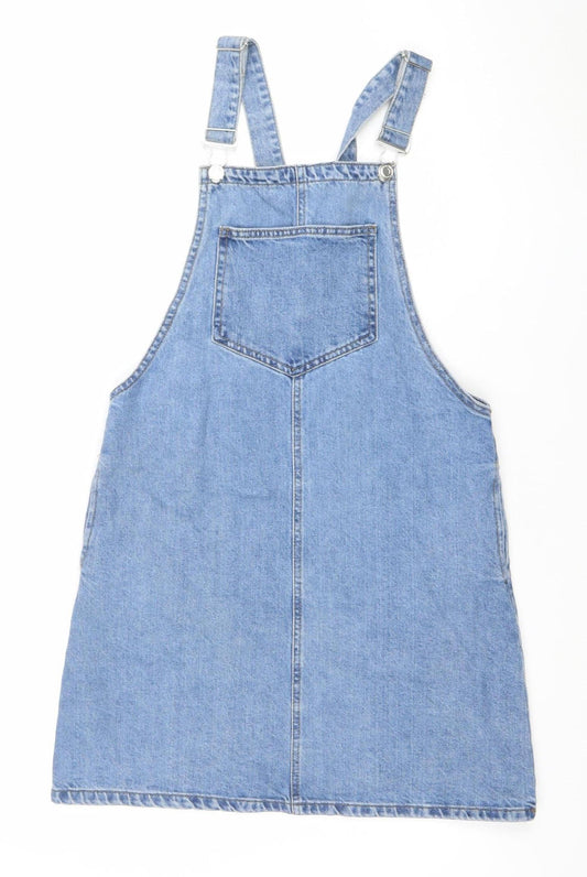 Denim Co. Women's Blue Cotton Pinafore Dress Size 10