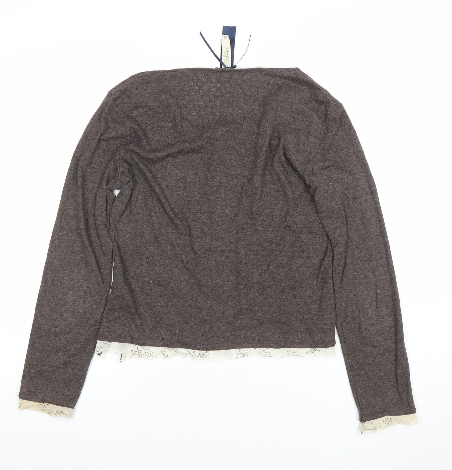 Mistral Women Brown Size 14 Cotton Blend Button Cardigan