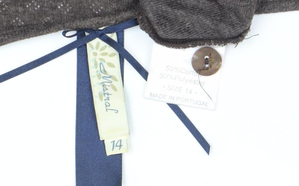 Mistral Women Brown Size 14 Cotton Blend Button Cardigan