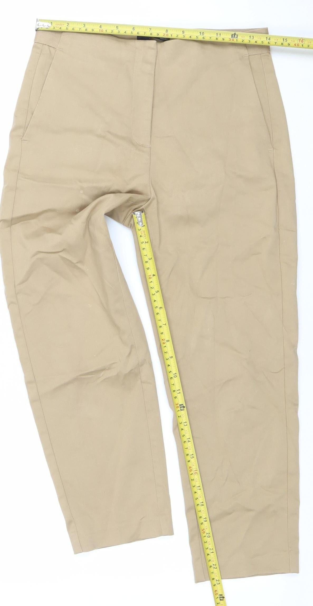 Marks and Spencer Womens Beige Chino Trousers Size 10 Long