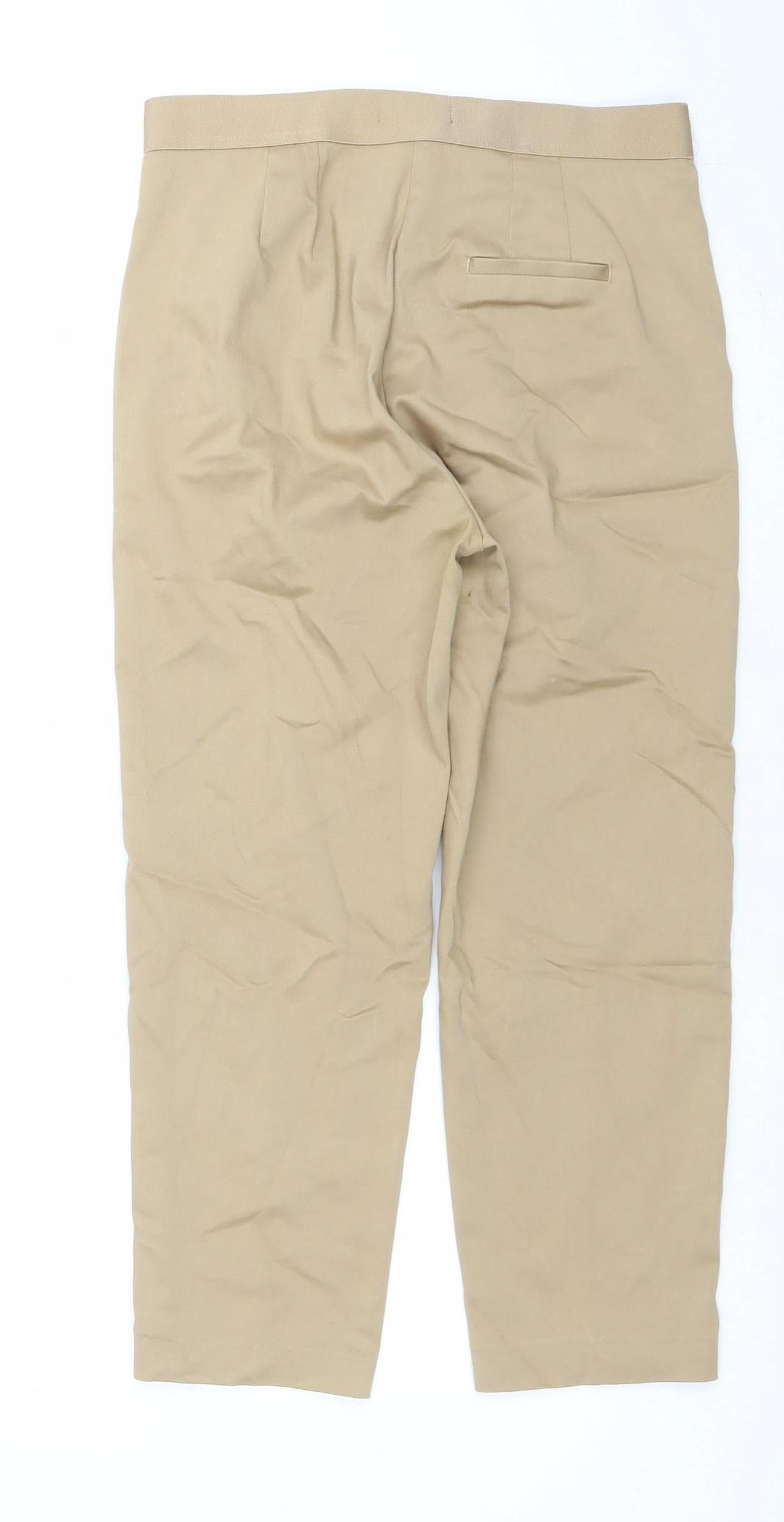 Marks and Spencer Womens Beige Chino Trousers Size 10 Long