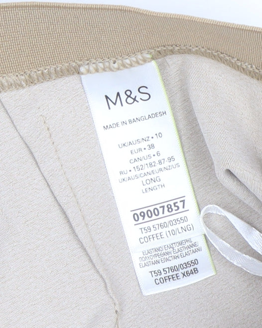Marks and Spencer Womens Beige Chino Trousers Size 10 Long