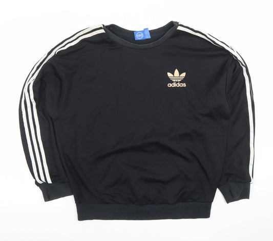 Adidas Women Black Crew Neck Pullover Sweatshirt Size S Cotton Blend
