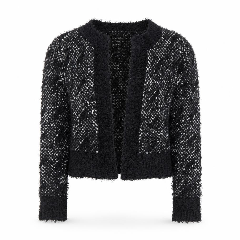 Topshop Women's Black Knit Cardigan Size 8 Crew Neck Long Sleeve