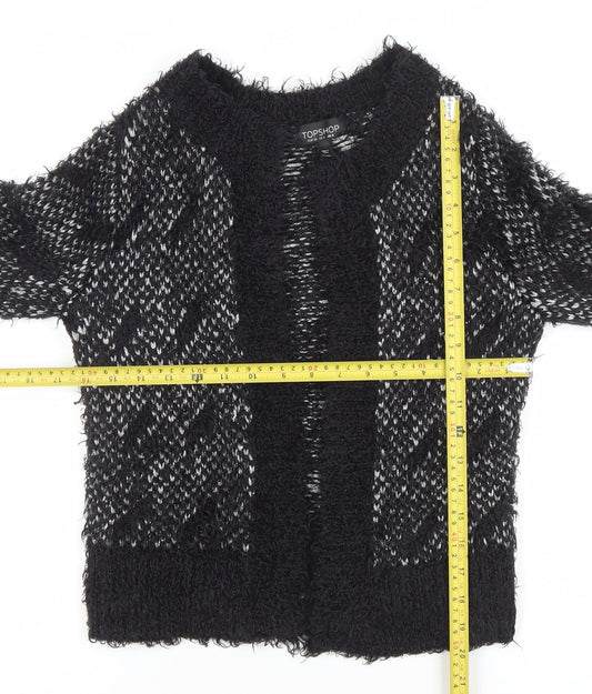 Topshop Women's Black Knit Cardigan Size 8 Crew Neck Long Sleeve