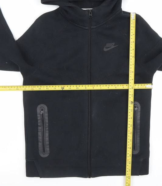 Nike Boys Black Full Zip Hoodie Size L 147-158cm Softshell Logo Pockets