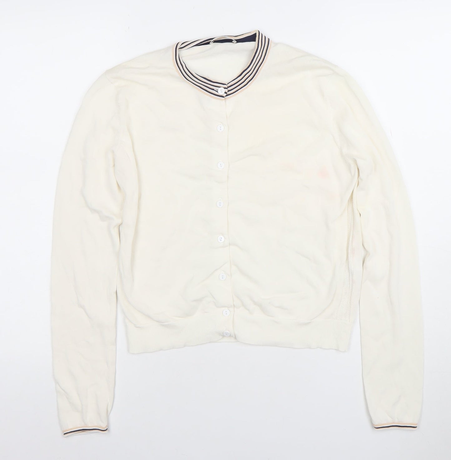 Paul Smith Women Ivory Cotton Collared Button Cardigan L