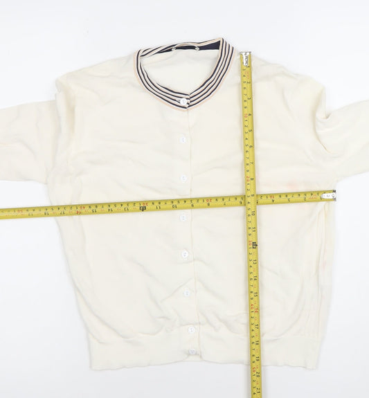 Paul Smith Women Ivory Cotton Collared Button Cardigan L