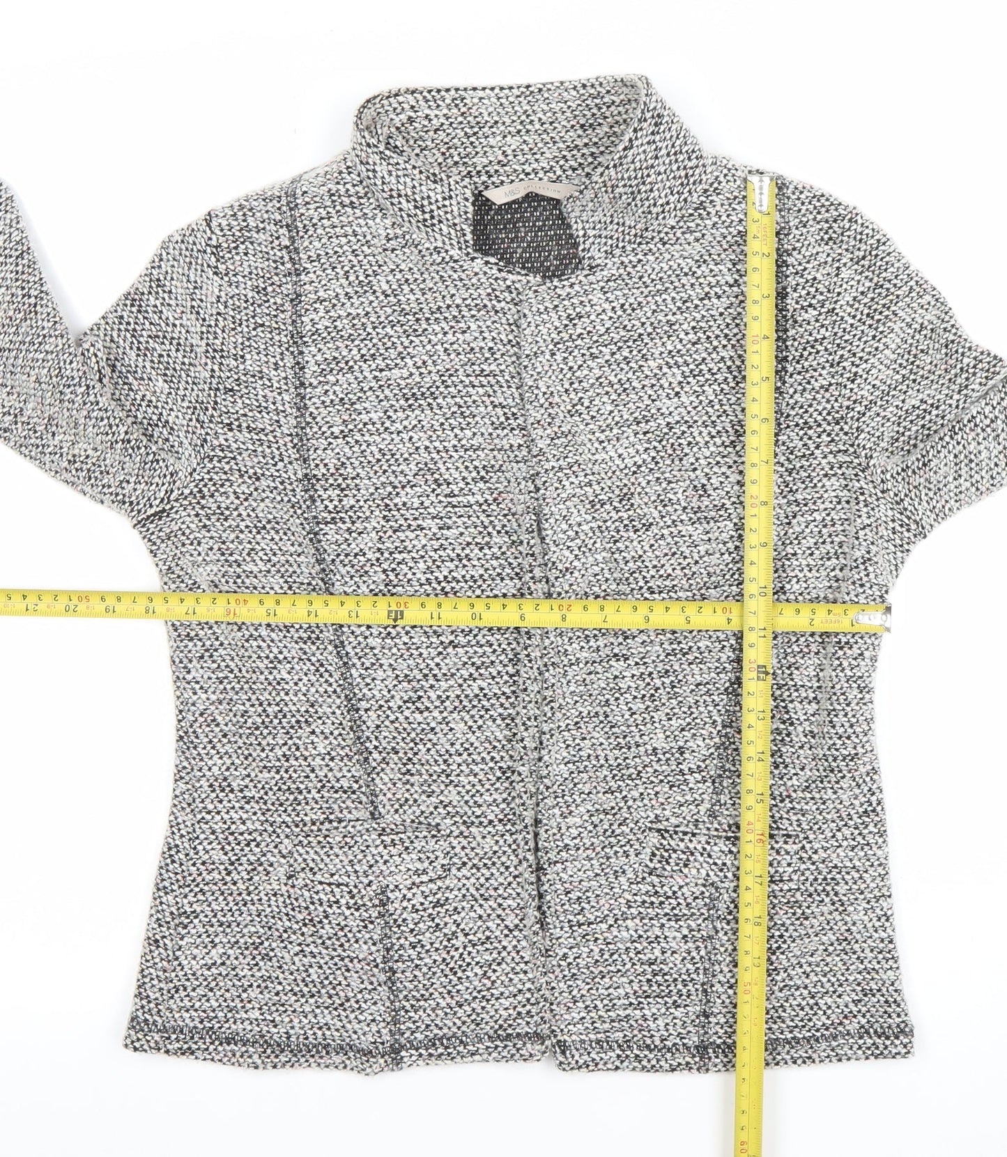 Marks and Spencer Women’s Grey Woven Blazer UK 14 Classic Single-Breasted Jacket