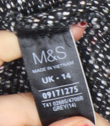 Marks and Spencer Women’s Grey Woven Blazer UK 14 Classic Single-Breasted Jacket