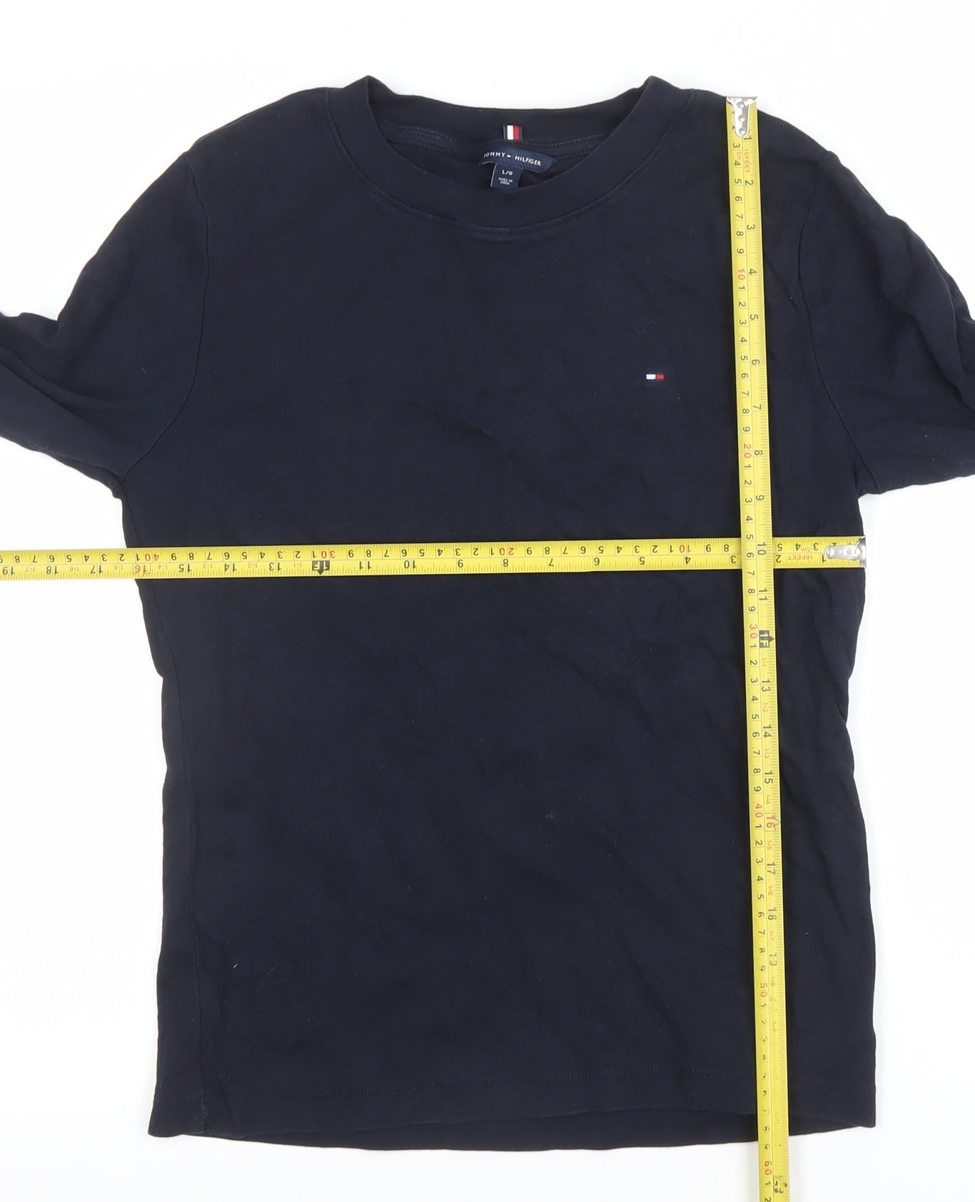 Tommy Hilfiger Women’s Blue Cotton Long Sleeve Crew Neck T-Shirt Size L