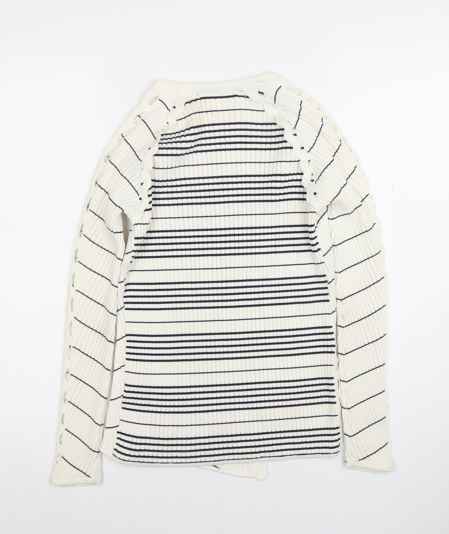 Jonathan Simkhai Womens White Striped Ribbed Pullover Jumper XS