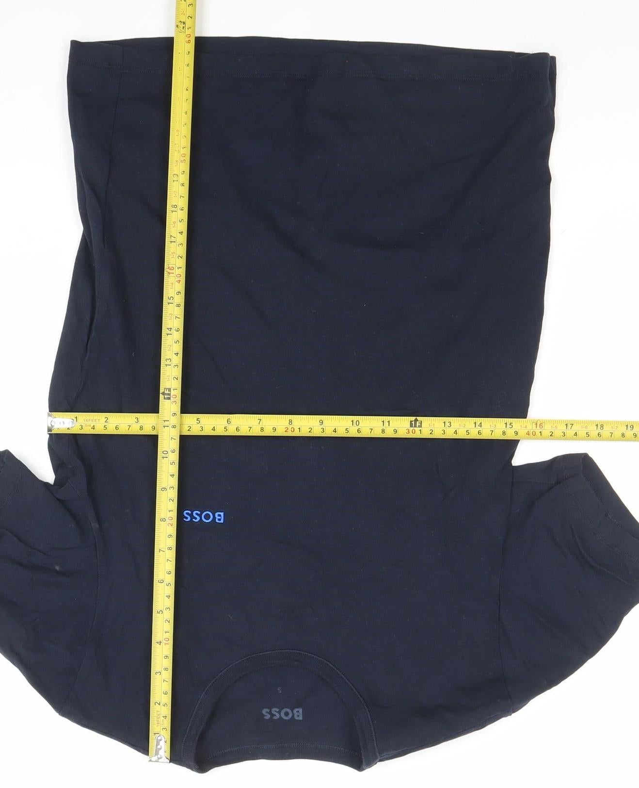 BOSS Men's Blue Small Crew Neck Cotton Logo T-Shirt