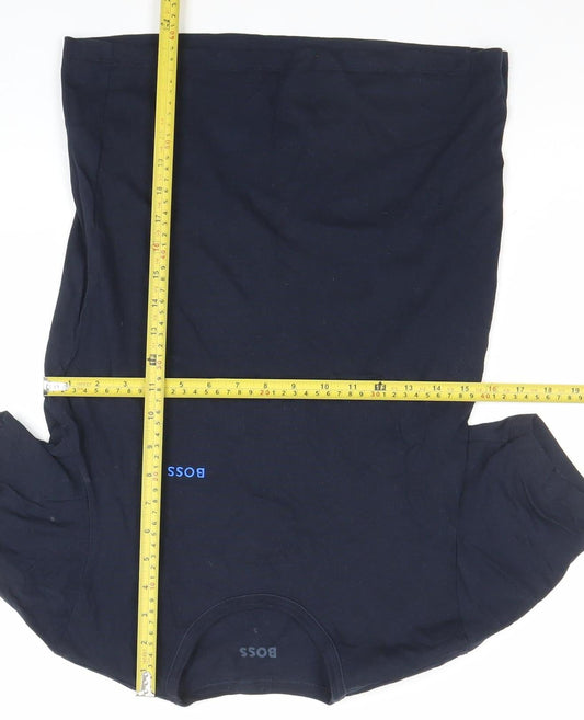 BOSS Men's Blue Small Crew Neck Cotton Logo T-Shirt