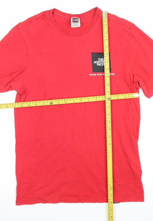 The North Face Men Red Cotton Crew Neck Short Sleeve T-Shirt Size S