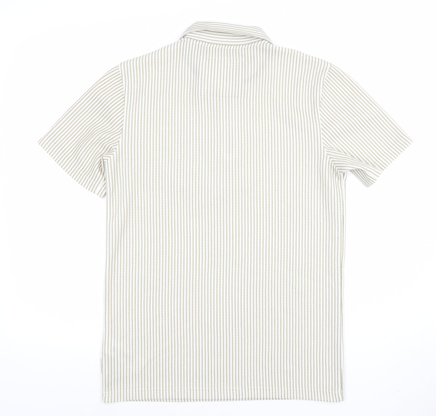 Ted Baker Men’s Beige Striped Cotton Polo Shirt L 1/4 Zip