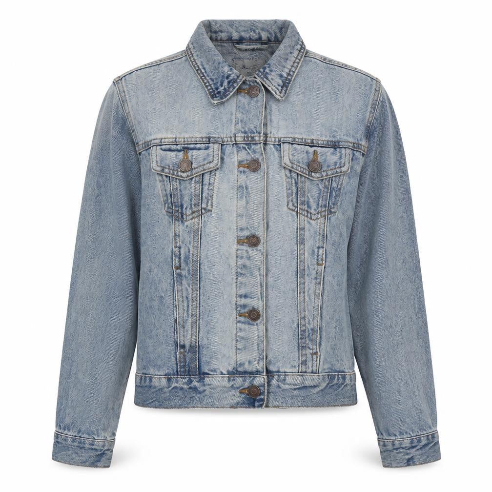 Front view of Denim Co. women’s blue denim basic jacket, size UK 6
