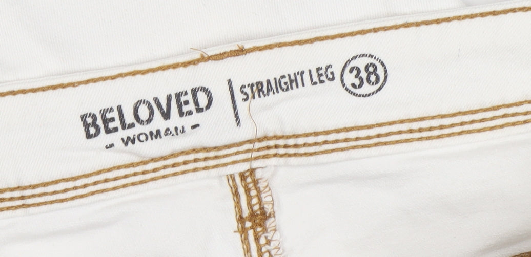 Beloved Women Ivory Straight Leg Jeans Size 10 Cotton Blend