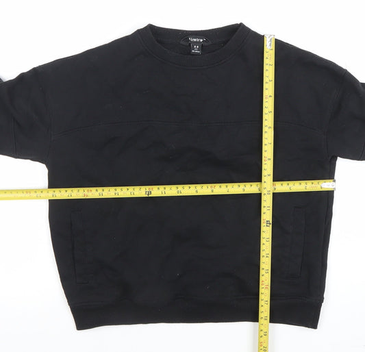 Firetrap Boys Black 8-9 Years Crew Neck Pullover Sweatshirt