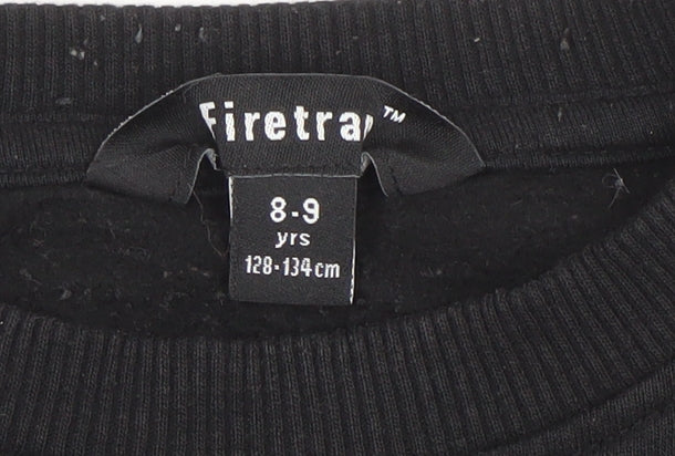 Firetrap Boys Black 8-9 Years Crew Neck Pullover Sweatshirt