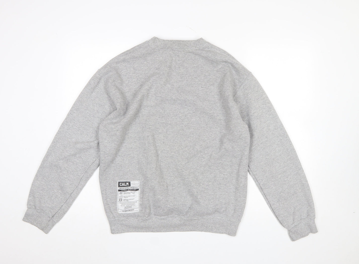 Topshop Women's Grey Medium Pullover Sweatshirt with Embroidered Logo