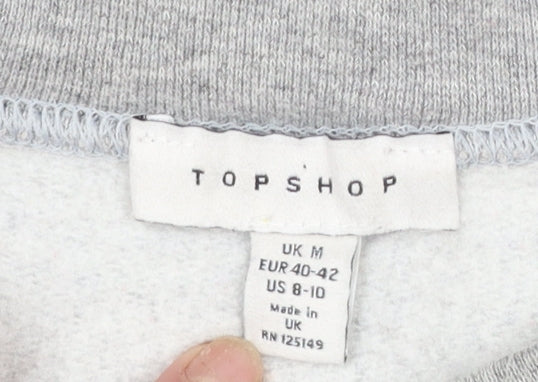 Topshop Women's Grey Medium Pullover Sweatshirt with Embroidered Logo