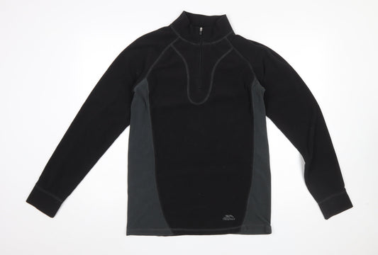 Trespass Mens Black Fleece 1/4 Zip Pullover Sweatshirt Size M