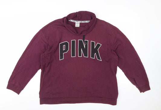 Victoria's Secret PINK Womens Burgundy Pullover Sweatshirt L Cotton Blend