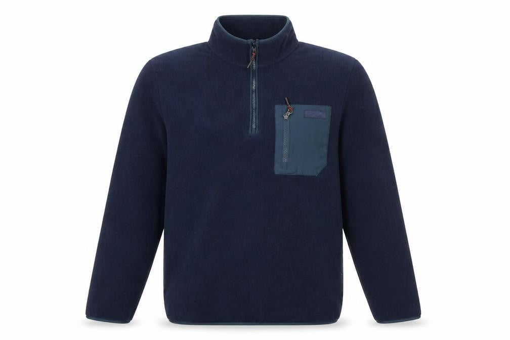 Nutmeg Men Blue Fleece 1/4 Zip Pullover Sweatshirt M Regular Fit