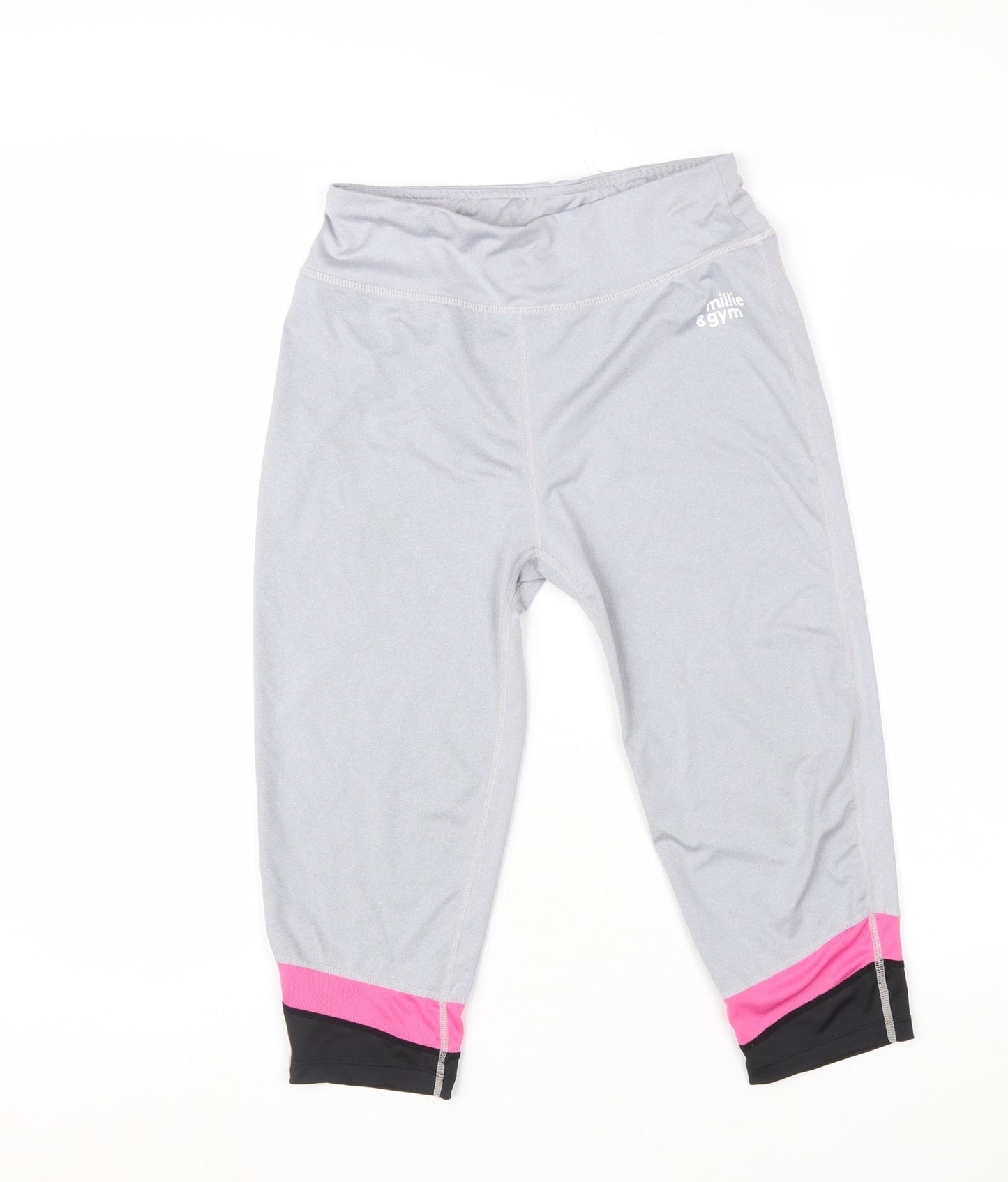 Millie & Gym Women Grey Capri Leggings S Moisture Wicking Activewear