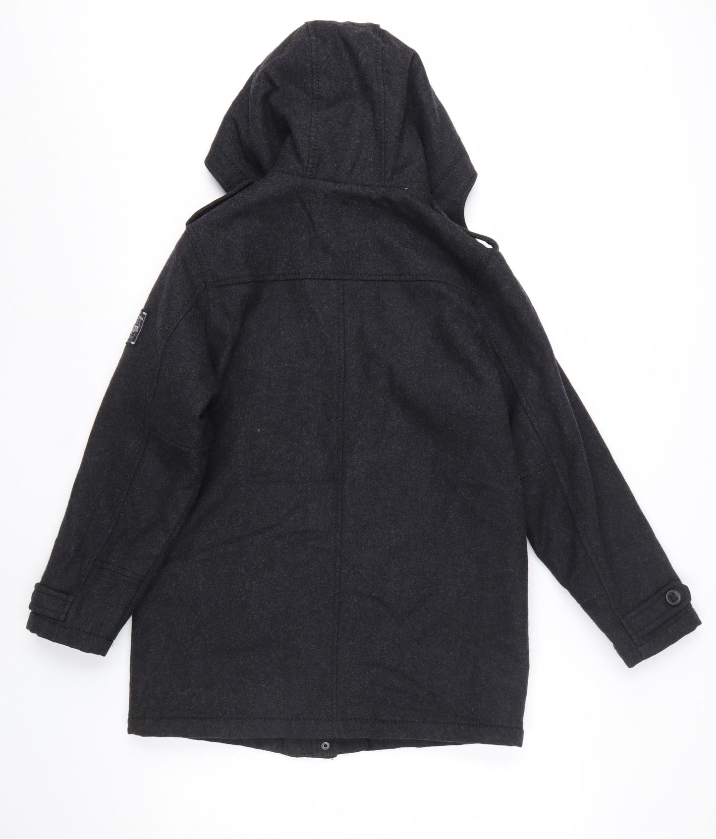 Next Boys Black Wool Blend Hooded Parka Coat 11 Years