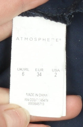 Atmosphere Women's Blue Hooded Parka Jacket Size 6 Regular