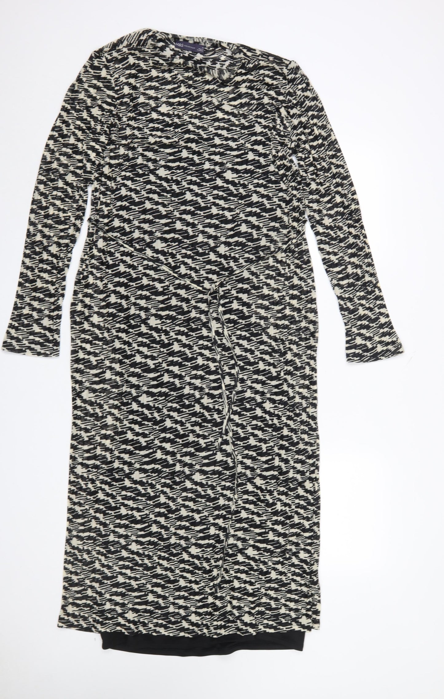 Marks and Spencer Women’s Black Geometric Wrap Midi Dress Size 16