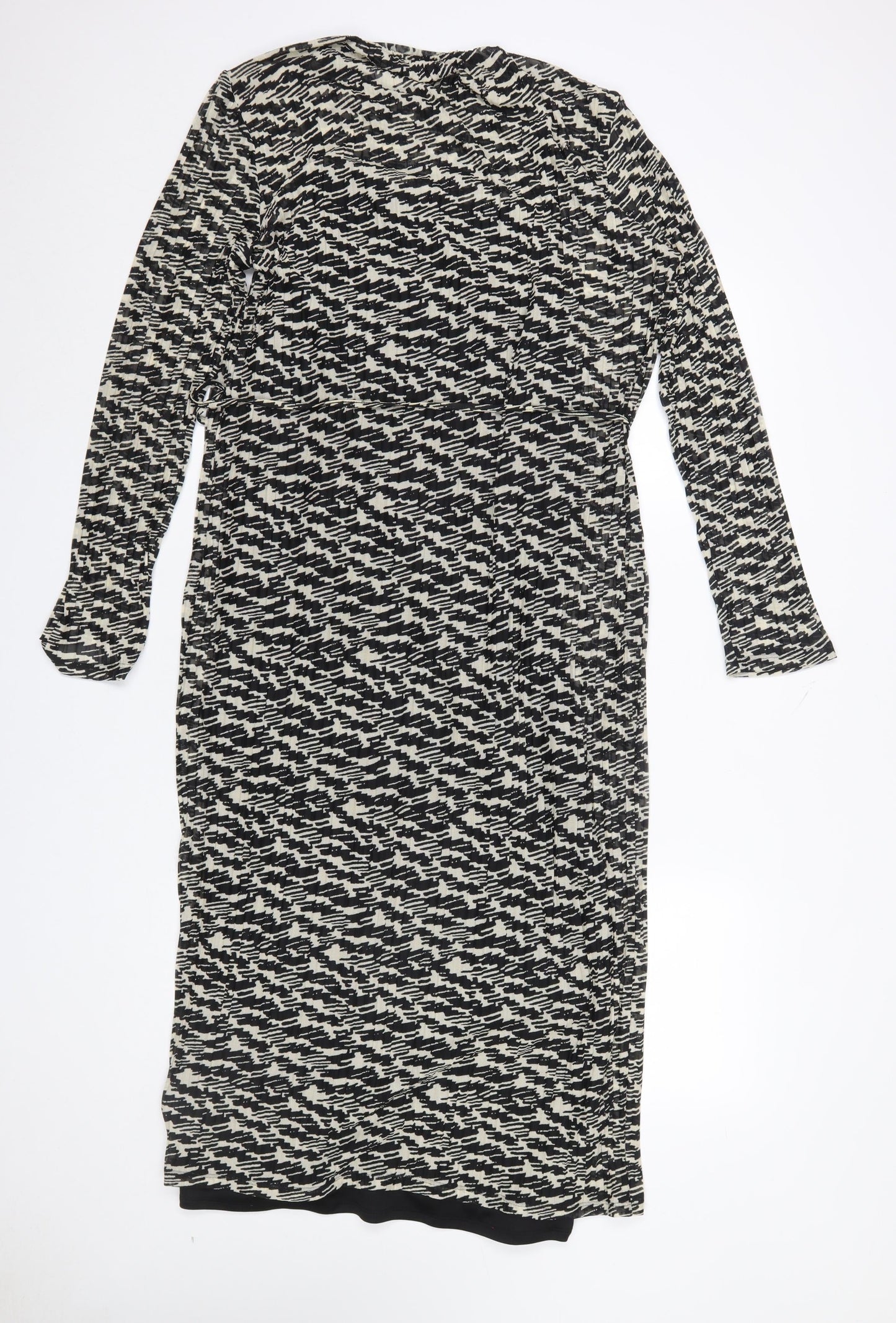 Marks and Spencer Women’s Black Geometric Wrap Midi Dress Size 16