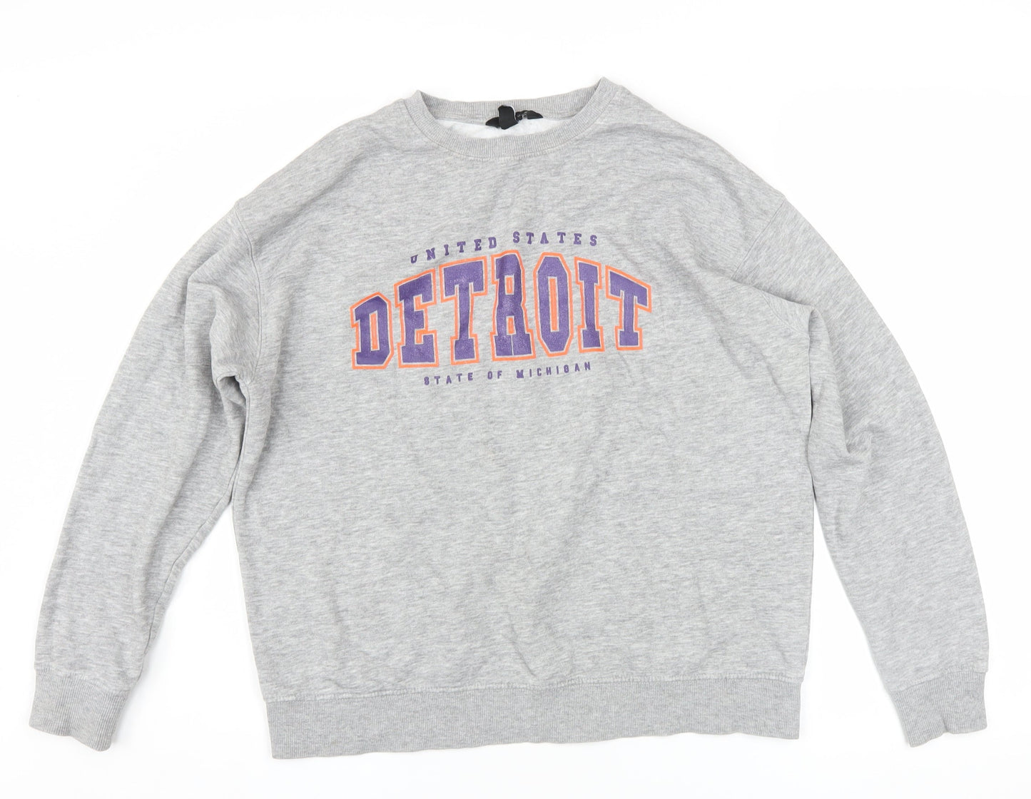 New Look Mens Grey Detroit Graphic Print Sweatshirt Size S