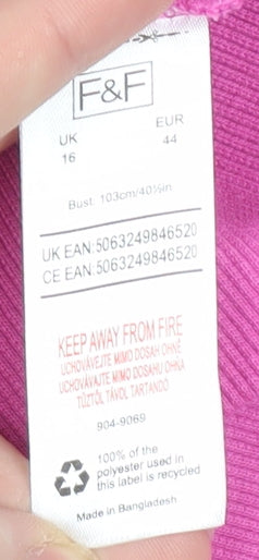 F&F Womens Pink Cropped Hooded Full Zip Activewear Jacket Size 16