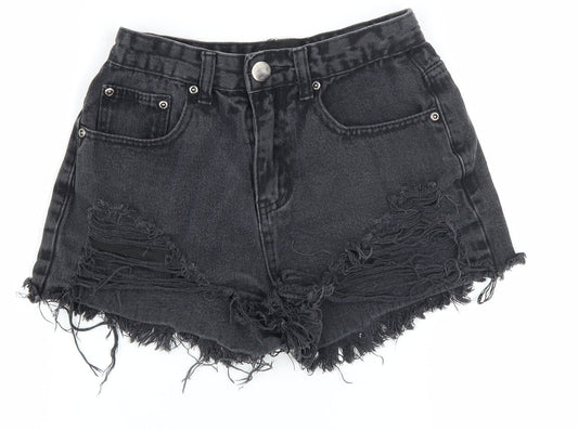 PrettyLittleThing Women’s Black Denim Cut-Off Shorts Size 6