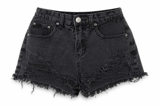 PrettyLittleThing Women’s Black Denim Cut-Off Shorts Size 6