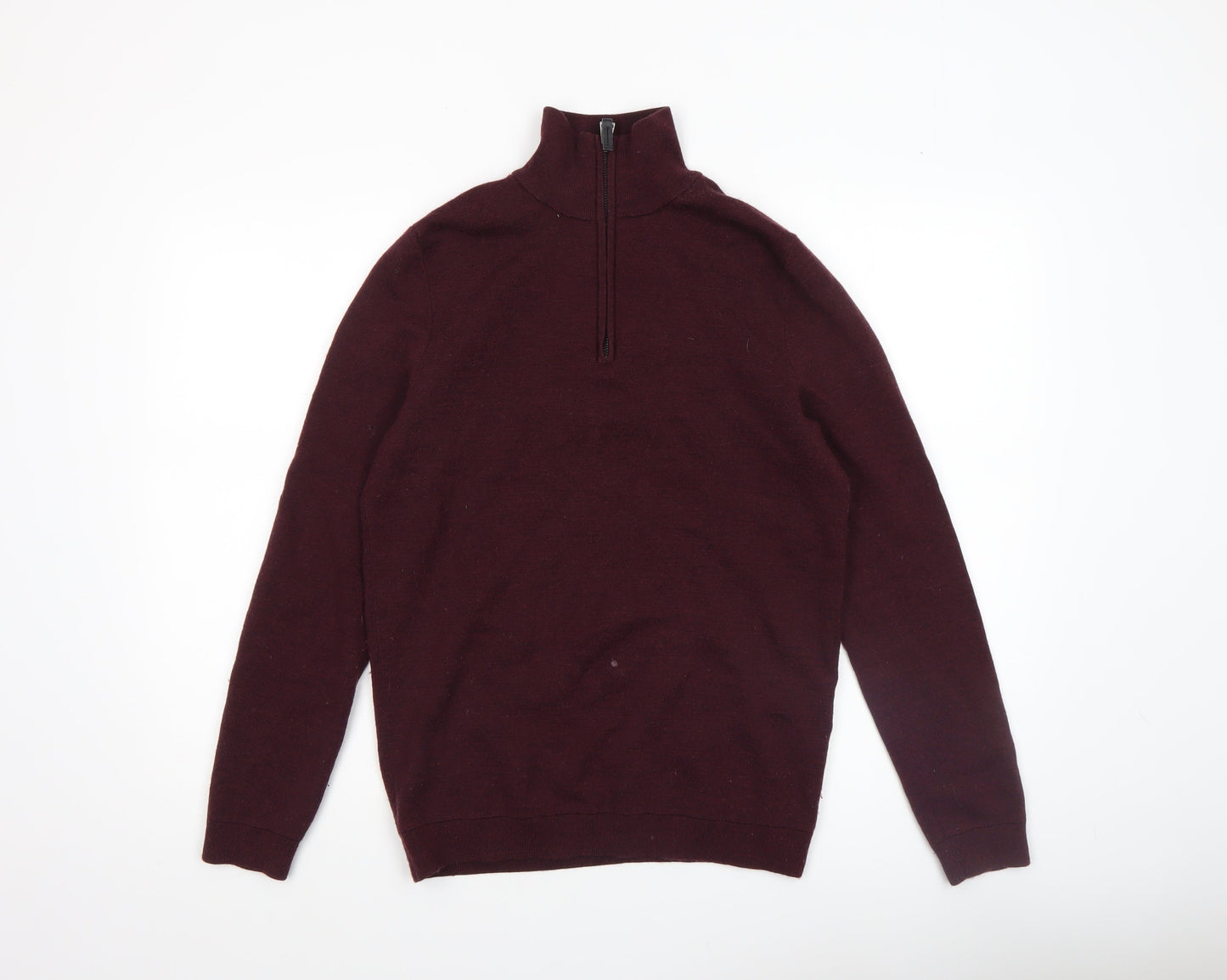 Superdry Men's Red Merino Wool 1/4 Zip Jumper Size L