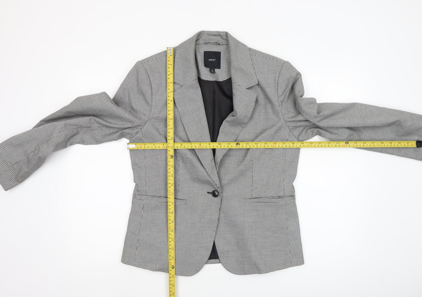 Next Women's Grey Houndstooth Regular Fit Blazer Size 12