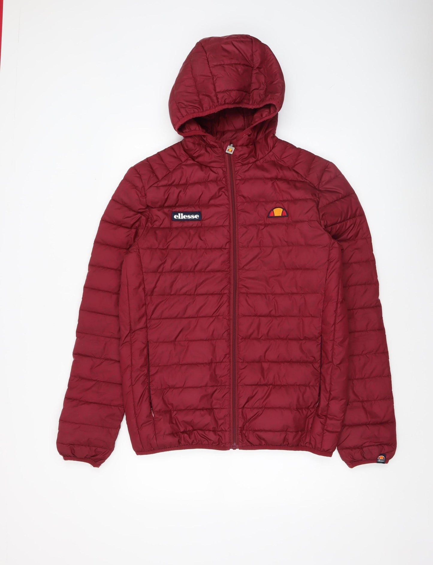 Ellesse Men's Red Puffer Jacket Hooded Lightweight Size S