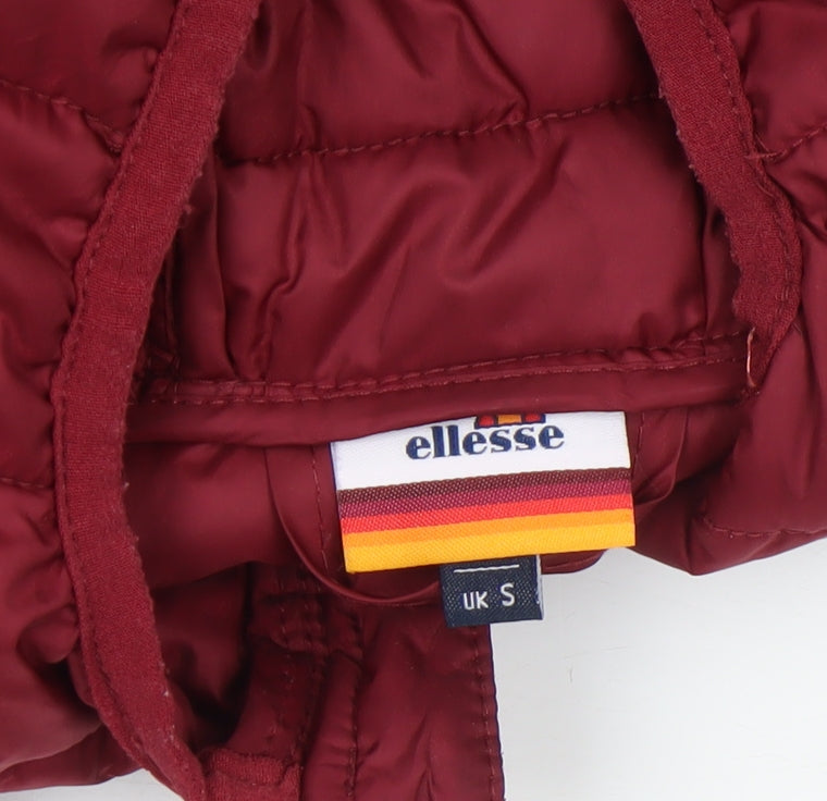 Ellesse Men's Red Puffer Jacket Hooded Lightweight Size S