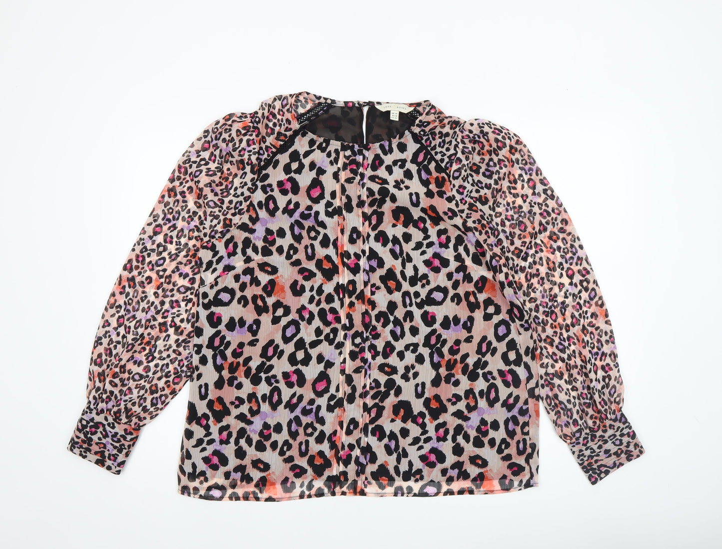 Love & Roses Women's Multicoloured Leopard Print Long Sleeve Chiffon Blouse Size 14