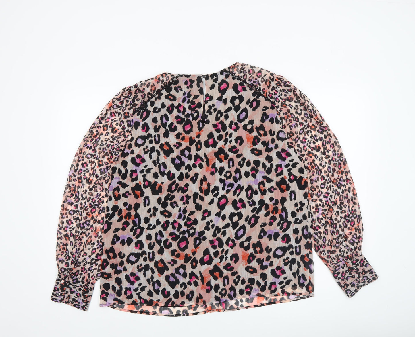 Love & Roses Women's Multicoloured Leopard Print Long Sleeve Chiffon Blouse Size 14