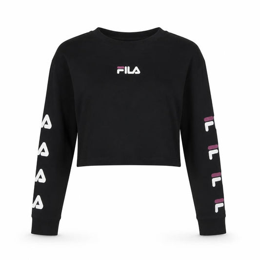 FILA Womens Black Cropped Long Sleeve Crew Neck T-Shirt Size 2XS